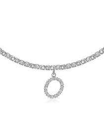 Fashion O Silver Alloy 26 Letters Necklace With Diamonds