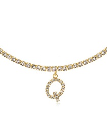 Fashion Q Gold Color Alloy 26 Letters Necklace With Diamonds