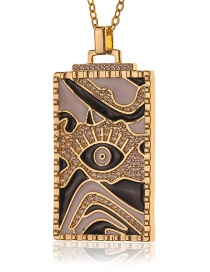 Fashion Black Copper Dripping Eyes Square Necklace