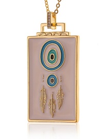 Fashion White Copper Drop Oil Feather Square Necklace
