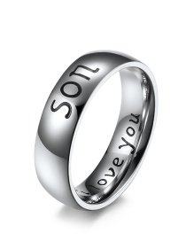 Fashion Son Titanium Steel Letter Ring Ring