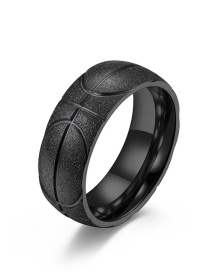 Fashion Black Frosted Stainless Steel Basketball Engraving Ring