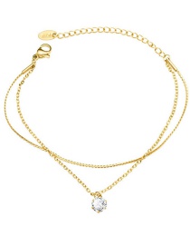 Fashion Gold Coloren Zircon Bracelet 17+5cm Titanium Steel Diamond Double Necklace