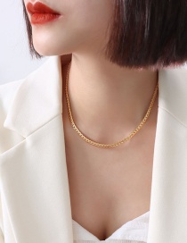 Fashion Gold Coloren Wide Necklace 40+5cm Titanium Steel Blade Chain Necklace