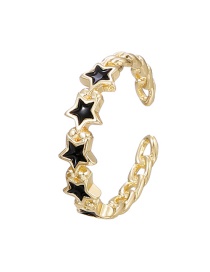 Fashion Black Copper Drop Oil Five-pointed Star Ring