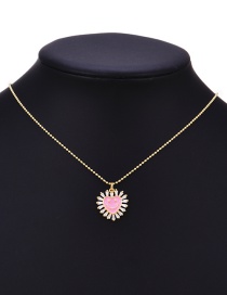 Fashion Pink Copper Inlaid Zirconium Drop Oil Love Smile Necklace
