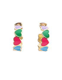 Fashion Color Copper-plated Real Gold Geometric Contrast Love Earrings