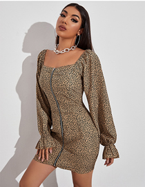 Fashion Leopard Leopard Ruffle Lace Dress