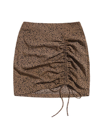 Fashion Short Skirt Leopard Print Drawstring Skirt
