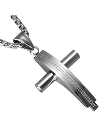 Fashion Silver (with Picture Chain) Stainless Steel Pattern Cross Necklace