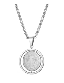 Fashion Silver (with Picture Chain) Stainless Steel Portrait Medal Necklace