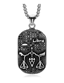Fashion Libra (with Picture Chain) Stainless Steel Ancient Greek Zodiac Black Diamond Necklace