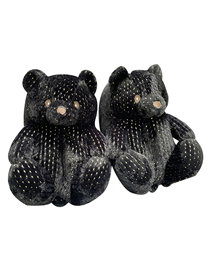 Fashion Sequin Black Plush Sequin Teddy Bear Cotton Slippers