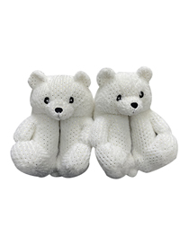 Fashion Sequin White Plush Sequin Teddy Bear Cotton Slippers