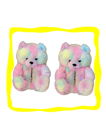 Fashion Color Children's Plush Teddy Bear Slippers