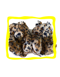 Fashion Deep Leopard Print Children's Plush Teddy Bear Slippers