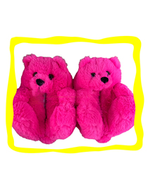 Fashion Rose Red Children's Plush Teddy Bear Slippers