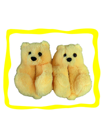 Fashion Yellow Children's Plush Teddy Bear Slippers