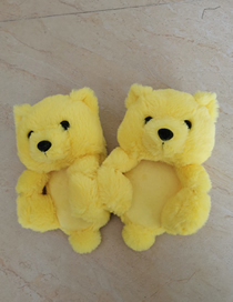 Fashion Yellow (children's Sandals) Children's Plush Teddy Bear Slip-toe Slippers