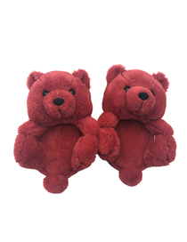 Fashion Big Red (children's Sandals) Children's Plush Teddy Bear Leaky Toe Slippers