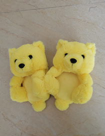 Fashion Yellow (adult Sandals) Adult Plush Teddy Bear Leaky Toe Slippers