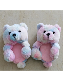 Fashion Color (adult Sandals) Adult Plush Teddy Bear Leaky Toe Slippers