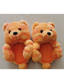 Fashion Orange Tie-dye (adult Sandals) Adult Plush Teddy Bear Leaky Toe Slippers