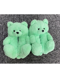 Fashion Light Green Plush Padded Teddy Bear Slippers