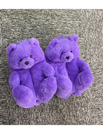 Fashion Purple Plush Padded Teddy Bear Slippers