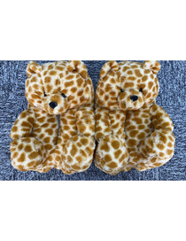 Fashion Light Leopard Plush Padded Teddy Bear Slippers