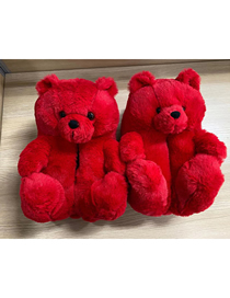 Fashion Big Red Plush Padded Teddy Bear Slippers