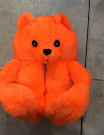 Fashion Orange-white Eye Plush Teddy Bear Slippers