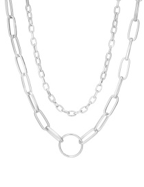 Fashion Silver Color Alloy Round Hollow Multi-layer Necklace