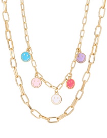 Fashion Gold Color Alloy Dripping Smiley Face Multi-layer Necklace