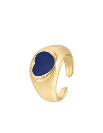Fashion Blue Alloy Drop Nectarine Heart Open Ring