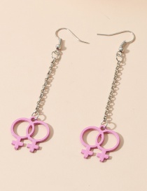 Fashion White K# Pink Alloy Geometric Symbol Tassel Earrings