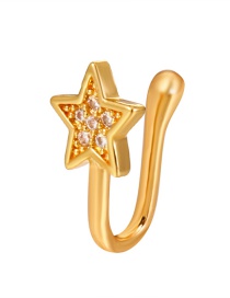 Fashion Gold Color Copper Inlaid Zirconium Star U-shaped False Nose Nail