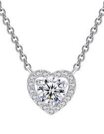 Fashion White K# Necklace Copper Inlaid Zirconium Heart Necklace