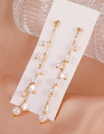 Fashion Gold Color Alloy Pearl Tassel Earrings