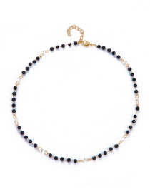 Fashion Black Alloy Crystal Beads Beaded Necklace