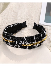 Fashion Black+white Woolen Chain Cross Wide-brimmed Headband