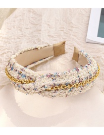 Fashion White Woolen Chain Cross Wide-brimmed Headband