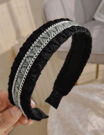 Fashion Black+grey Wool Knitted Wide-sided Flat Headband
