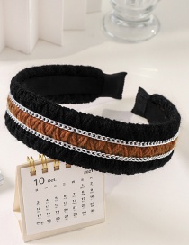 Fashion Black+brown Wool Knit Broad-sided Flat Headband