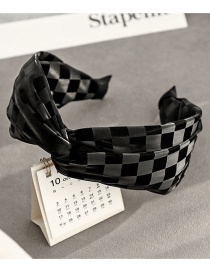 Fashion Black Pu Leather Checkerboard Cross Headband
