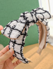Fashion White+black Woolen Checked Knit Bowknot Broadband Headband