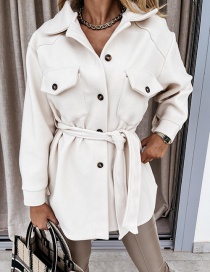 Fashion White Woolen Lapel Lapel Jacket