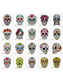Fashion W Series Dead Man's Day Flower Arm Set (20 Sheets In) Cartoon Halloween Skull Flower Arm Tattoo Sticker