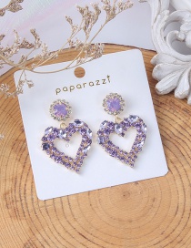 Fashion Purple Fancy Diamond Heart Stud Earrings
