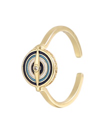 Fashion Blue Copper Drop Oil Compass Ring